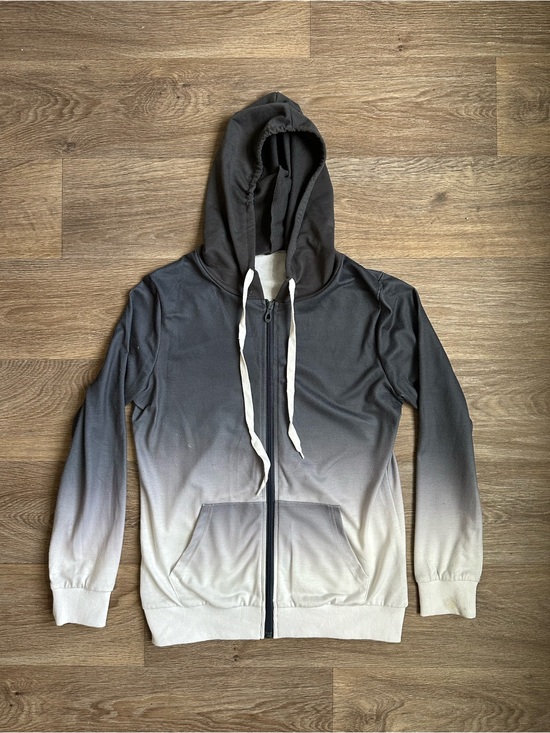 Unknown Tops - Men & Women’s Black to‎ White Ombré Zip Up Hoodie Gradient Tie Dye Size S